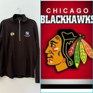 EUC Port Authority Chicago Blackhawks  black 1/4 zip size Large